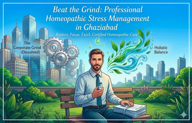 Homeopathic stress management and burnout recovery for professionals in Shipra Suncity, Indirapuram, Ghaziabad.