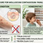 Constitutional homeopathy remedies matrix for natural and painless curing of Molluscum Contagiosum skin bumps.